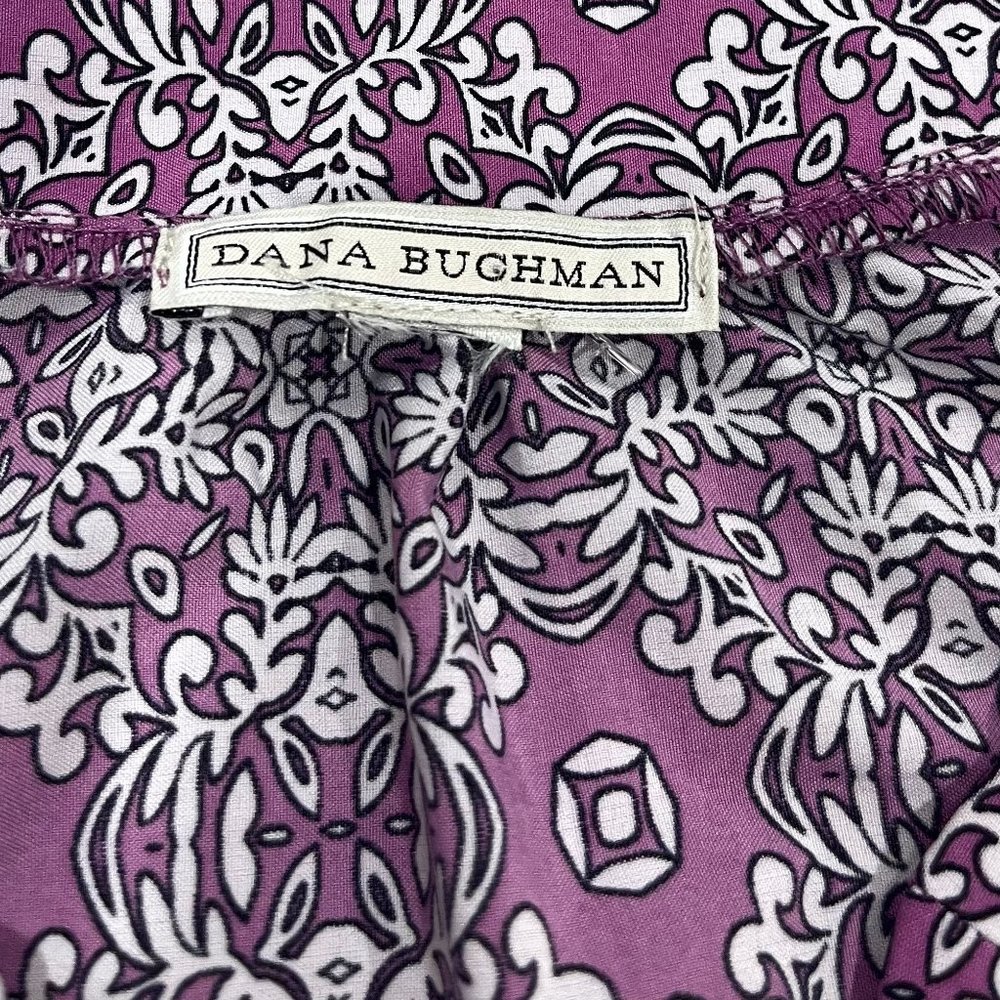 Dana Buchman Women's Purple Print Trumpet Sleeve V-Neck Blouse, Size L‎ - Picture 5 of 6